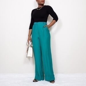 NWT Zara turquoise green high waisted Slacks